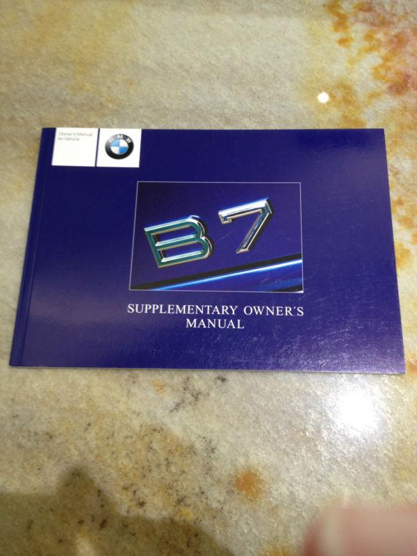 Bmw alpina b7 supplementary owner's manual for vehicle - rare!!