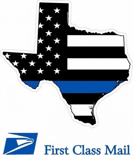 State of texas white outline-thin blue line flag decal reflective -various sizes
