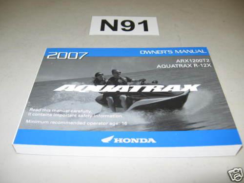 New owners manual 2007 aquatrax arx1200 t2 r12x oem honda operators book   #n91
