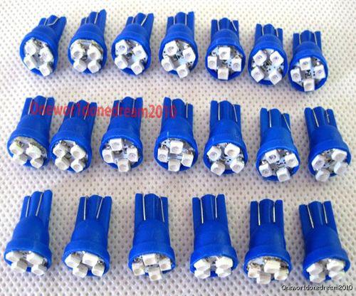 20 pcs super t10 4smd led reading license plate wedge light bulbs 168 194 blue a
