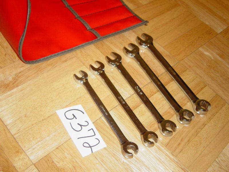 Snap on tools 5 piece metric combination flare - nut open - end wrench set 10-14