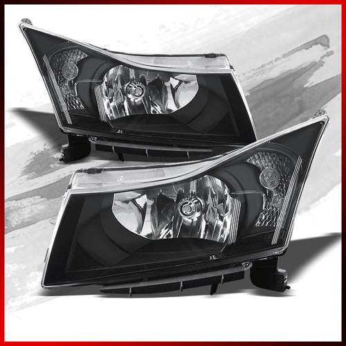 11-13 chevy cruze sport black clear crystal headlights lamps pair set left+right