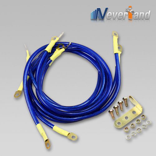5 x auto performance grounding ground wire cable system kit blue new
