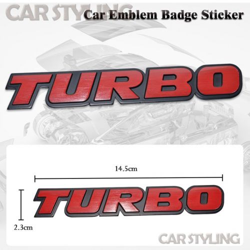 Red turbo 3d metal logo car sticker badge emblem decal car styling