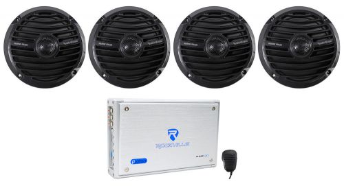 4) rockford fosgate prime rm1652b 6.5&#034; 300w marine boat speakers+4-ch. amplifier