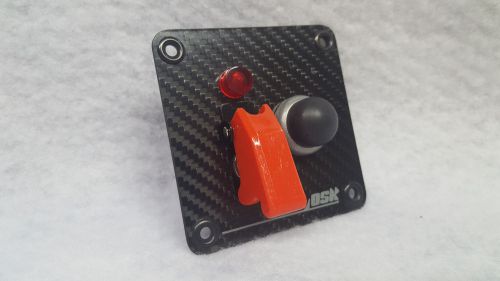 Carbon fiber switch panel, ignition w/ red switch guard, starter, led light
