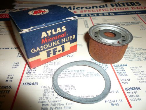 Two atlas micronal gasoline filters ff-1 nos buick cadillac corvette chevrolet