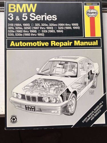 Haynes bmw 3 &amp; 5 series models automotive repair manual no. 2020 by larry warren