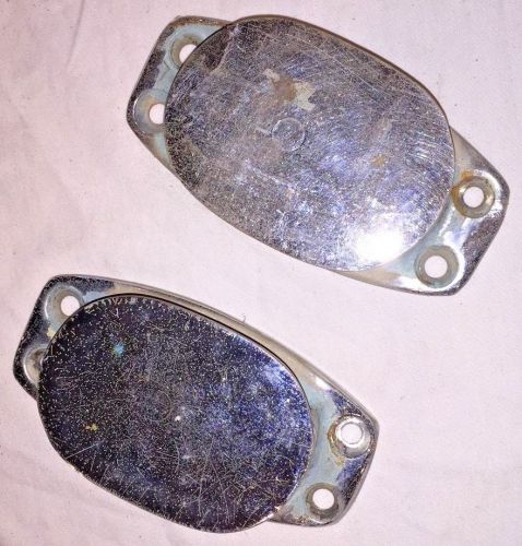 Pair of brass/bronze/chrome vintage foot blocks 5 1/4&#034; x 2 5/8&#034; sailboat pulleys