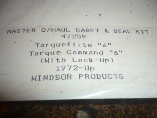 1972-85 chrysler 904 mopar master overhaul gasket seal kit torqueflite 6 command