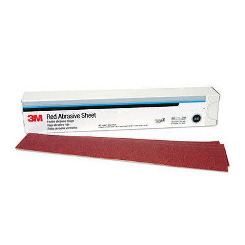 3m 180 grit red sandpaper hookit 2 3/4" x 16.5" longboard sheet 25 in a box 1179