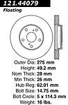 Centric parts 121.44079 front disc brake rotor