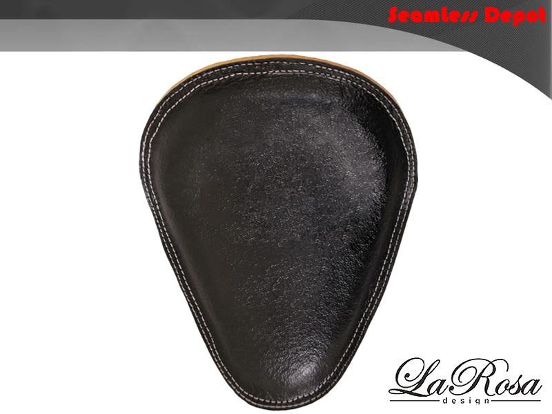 13" larosa black leather machine stitched harley softail chopper mount solo seat