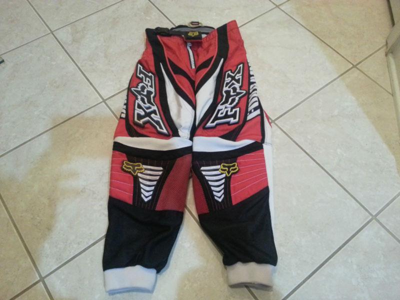 Fox racing riding gear youth pants, red, size 10 / 26
