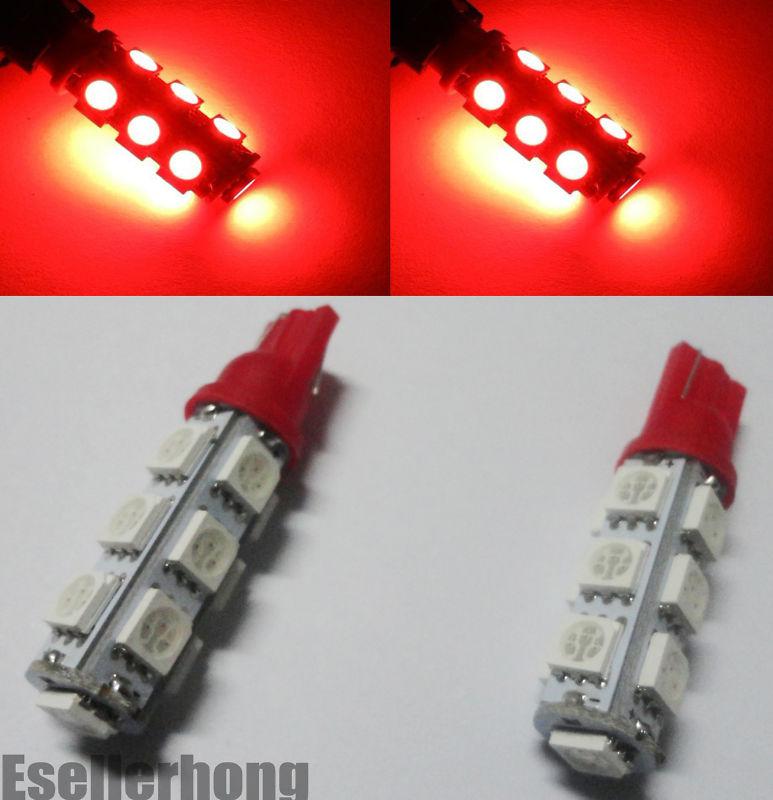 2x bright red 13-smd car led t10 909 922 194 168 parking light wedge bulbs #hf3