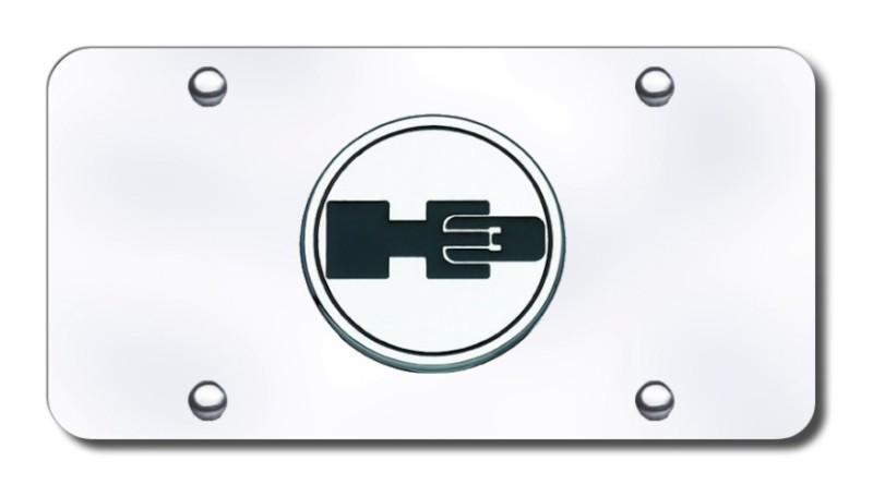 Gm h3 logo chrome on chrome license plate made in usa genuine