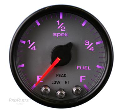 New spek 2 1/16"  fuel level gauge, white /black/silver