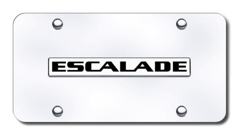 Cadillac escalade name chrome on chrome license plate made in usa genuine