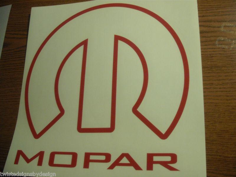 Mopar logo - red gloss vinyl decal - set of two - 9 x 9 - new !!!
