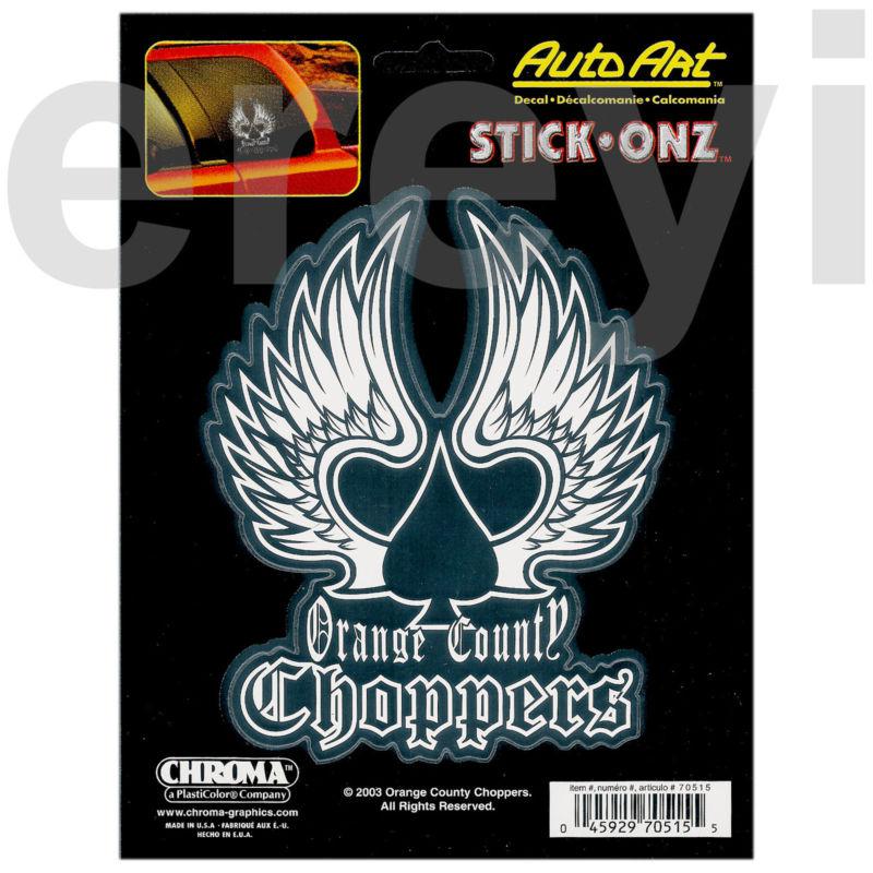 White orange county choppers winged spade decal custom motorcycle auto sticker