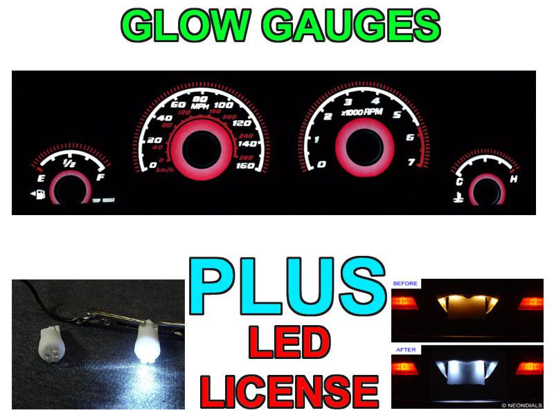 2006-2010 dodge charger & magnum 160mph red glow gauge face + led license bulbs