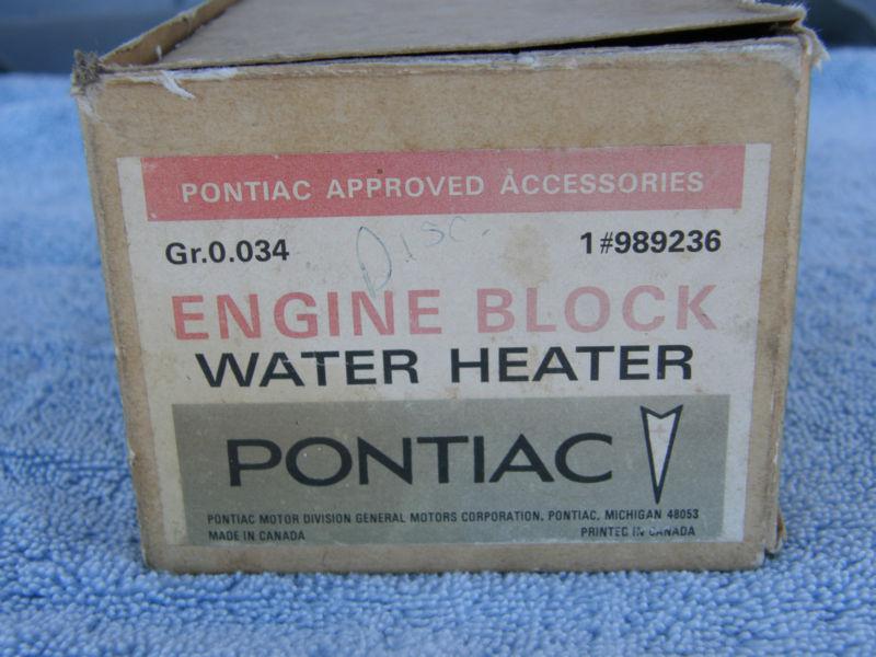 Pontiac nos gm#989236 engine block heater gto firebird grand prix catalina 2+2