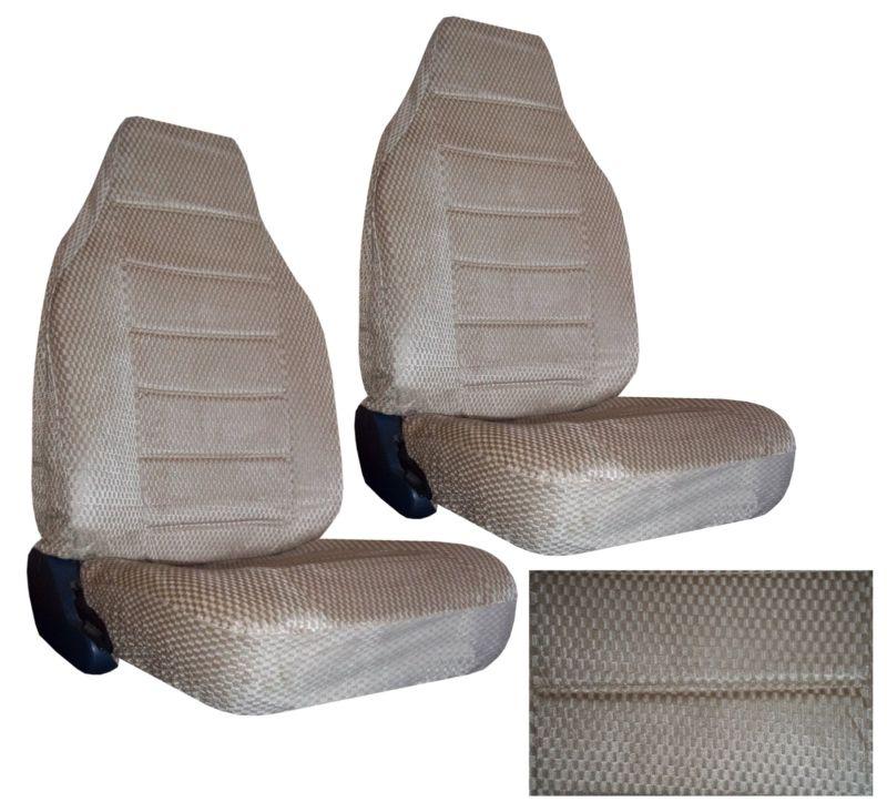 Durable scottsdale fabric 2 tan high back bucket car truck suv seat covers #8