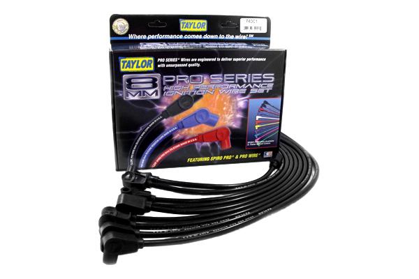 Taylor cable spark plug wires spiro-pro 8mm black 90 degree boots sbc v8 #74001