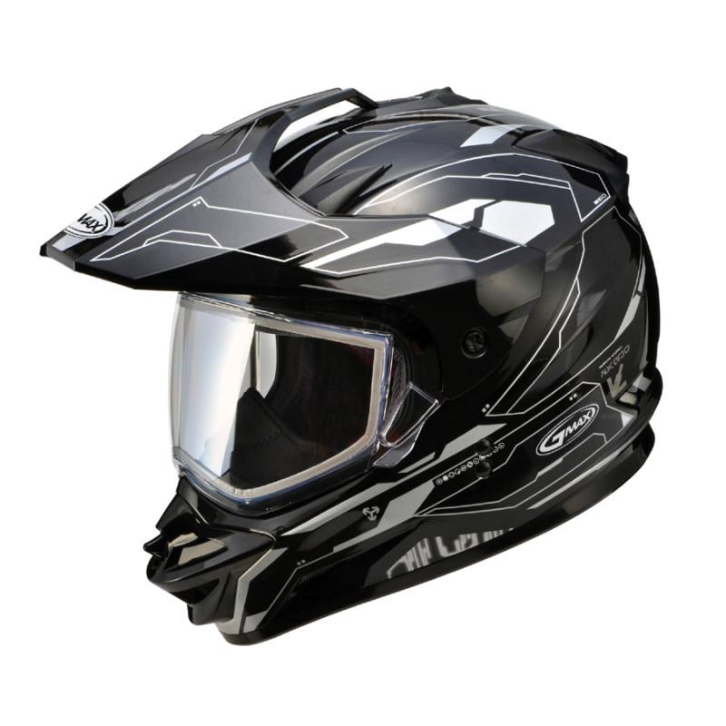 Gmax 2013 gm11s dual sport snow snowmobile cycle helmet edge black/silver 2xl