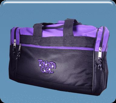 New toyota girl black/purple w/rhinestone gear-duffel bag