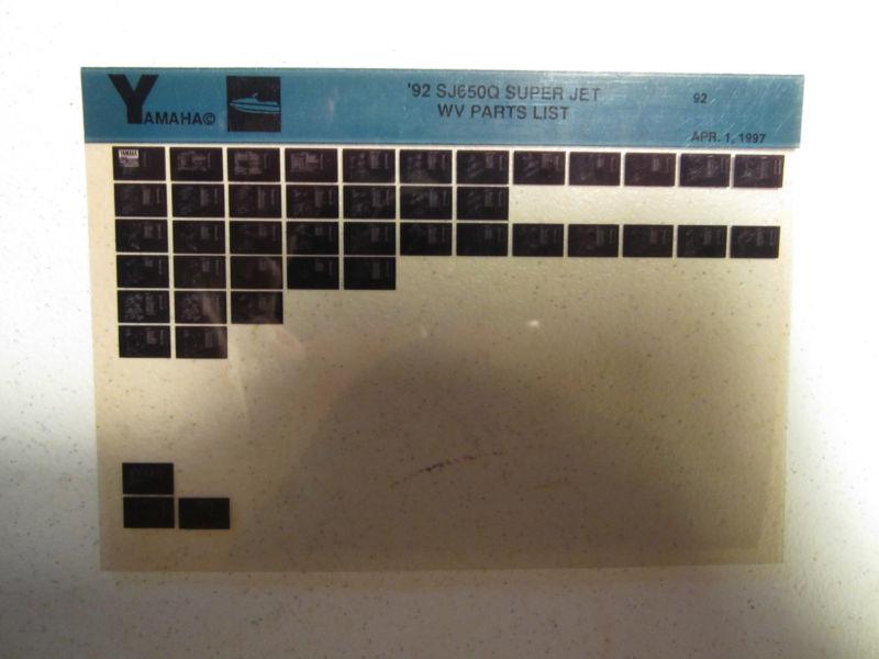 1992 yamaha super jet sj650q microfiche parts catalog jet ski sj 650 q