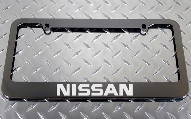 1 brand new nissan gunmetal license plate frame +screw caps