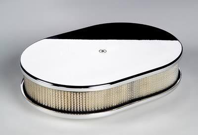 Billet spec air filter assembly small oval aluminum plain design 2" filter h