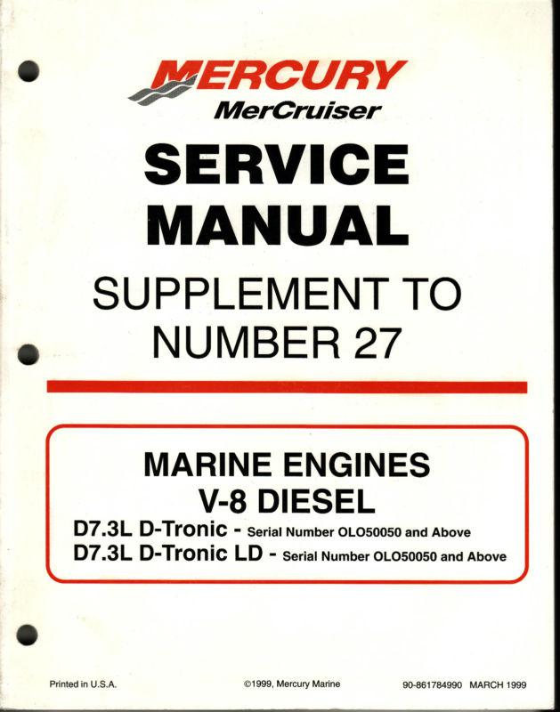 Mercruiser service manual supplement to #27 v-8 diesels part # 90-861784990 