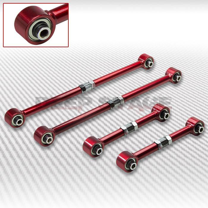 4 pc rear lateral link+trailing control arm 84-87 toyota corolla ae86 gts red