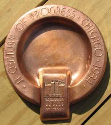 1934 mopar copper advertising ashtray chrysler, desoto, dodge, plymouth #b56