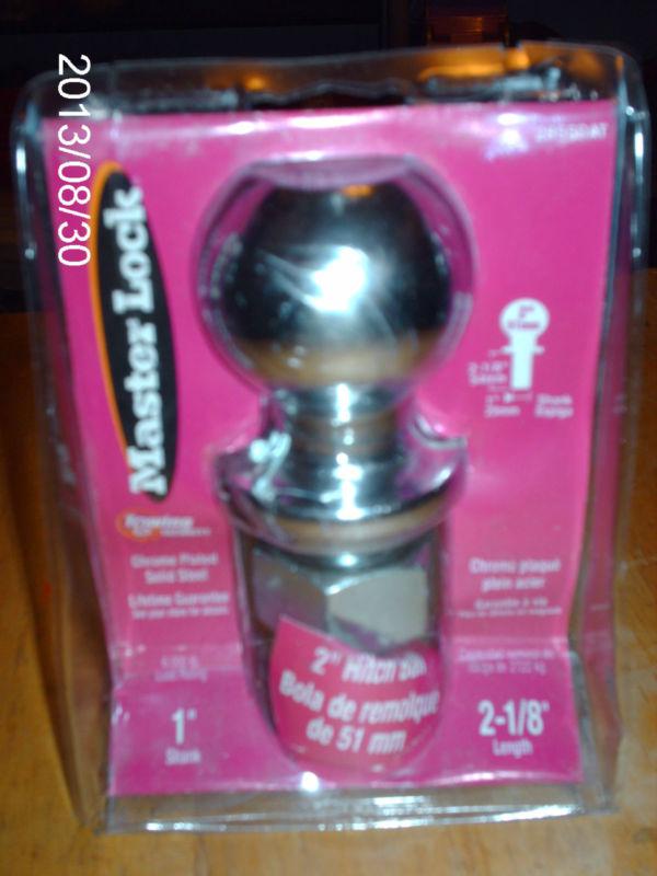 New  master lock 2" hitch ball chrome plated solid steel 1" shank 2-1/8" length