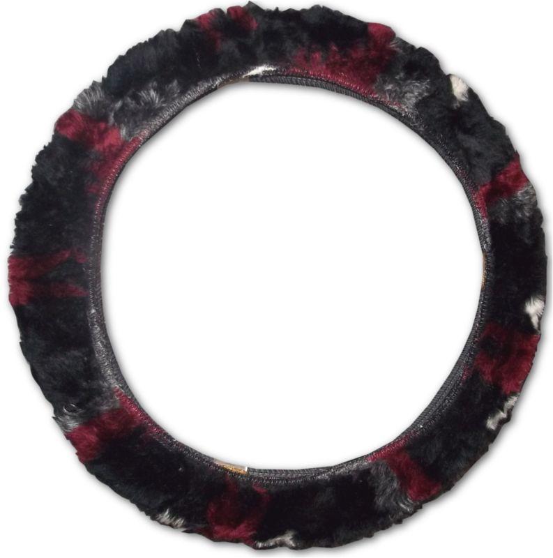 Southwestern faux fur maroon universal steering wheel cover for car truck suv #1