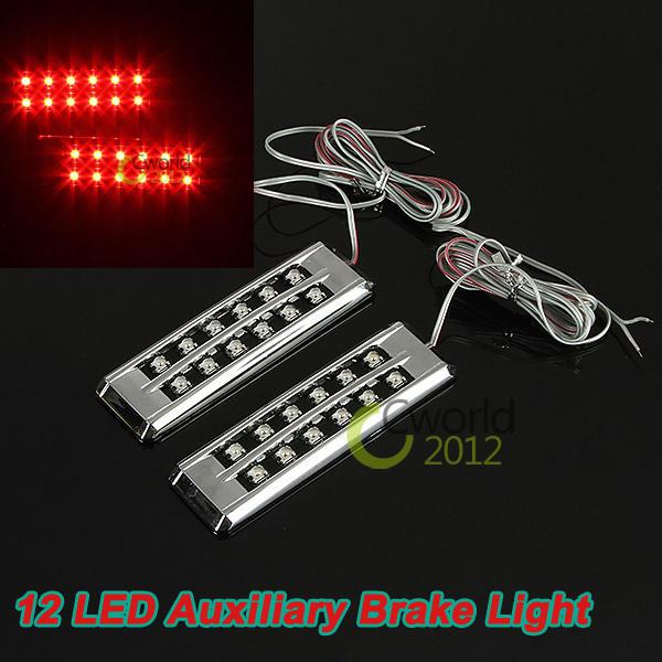 2pcs car 12 led auxiliary tail rear brake light stop safety lamp bulbs 12v red