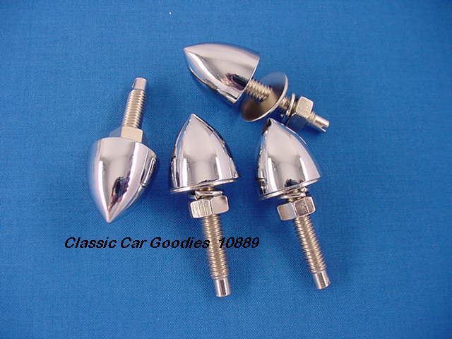 License plate bolts fasteners (4) bullets "chrome smoooth"