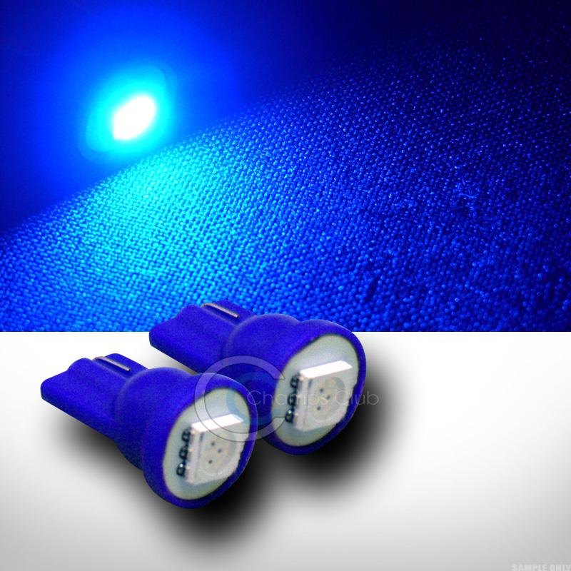 2pc blue t10 wedge base 1x 5050 smd led door/trunk/running light lamp bulbs set