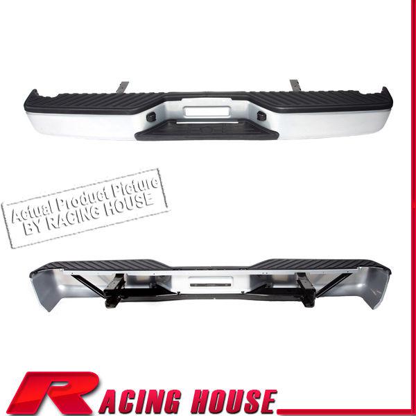 Rear step bumper steel bar w/ outer step pad 04-06 nissan titan xe gray silver