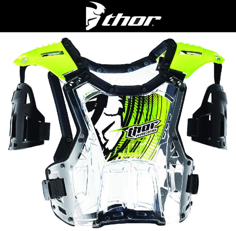 Thor quadrant flo green roost guard chest protector dirt bike motocross atv 2014
