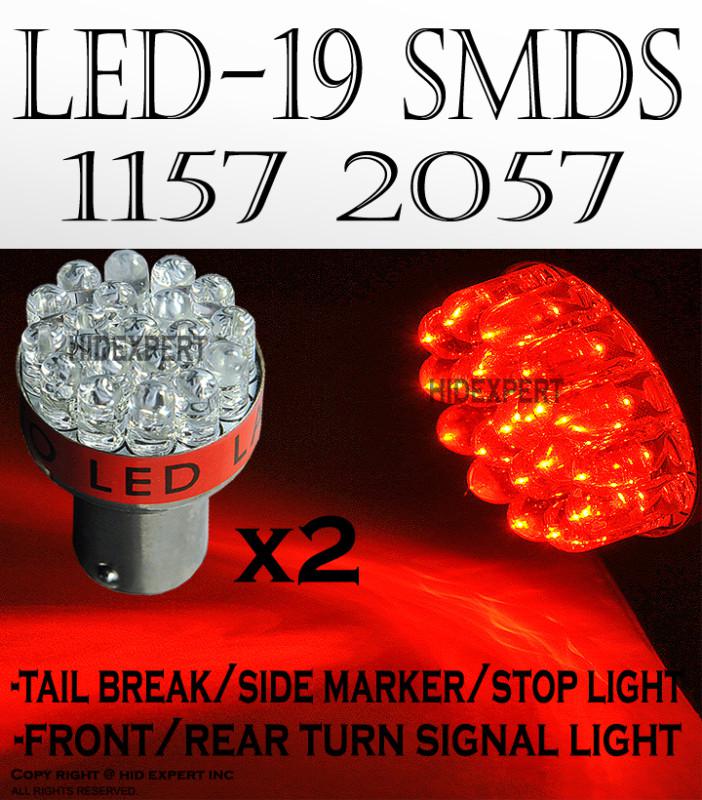 1 pair 1157 19x super red led tail lamp light bulbs 2057 7528 mr8alb usdot