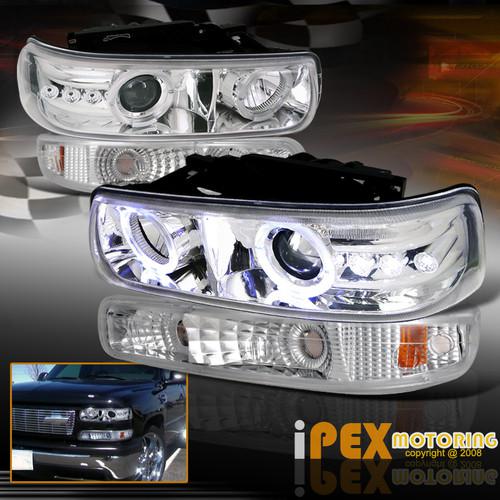 2000-2006 chevy suburban tahoe led halo projector headlights + bumper lights