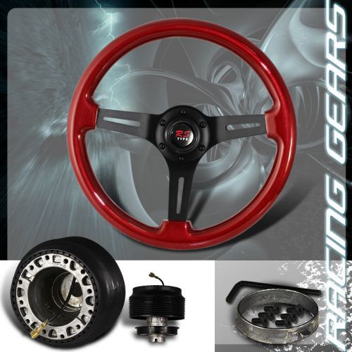 Mazda 345mm 6 hole red wood grain style deep dish steering wheel + hub adapter