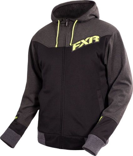 Fxr terrain 2016 mens pullover hoodie black/charcoal gray/hi-vis yellow