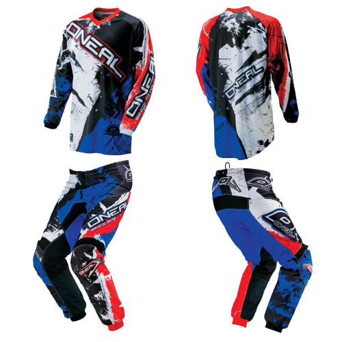 O&#039;neal element blue red motocross mx off-road dirtbike gear jersey pants combo