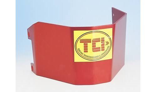 Tci auto automatic transmission shield case aluminum red dodge torqueflite 727