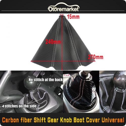 White stitch carbon fiber shift knob boot manual/auto gear dust cover shifter